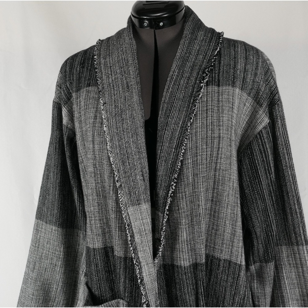 Eileen Fisher Organic Cotton Hazy Blocks Shawl Duster Cardigan Women's S / M - Picture 4 of 9